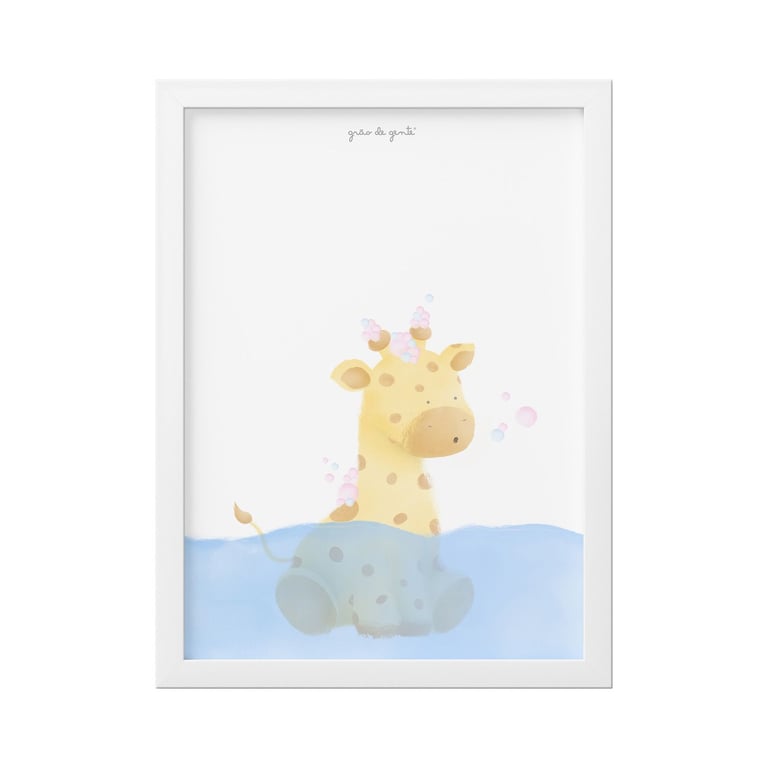 Quadro Amiguinha Girafa no Banho 25cm