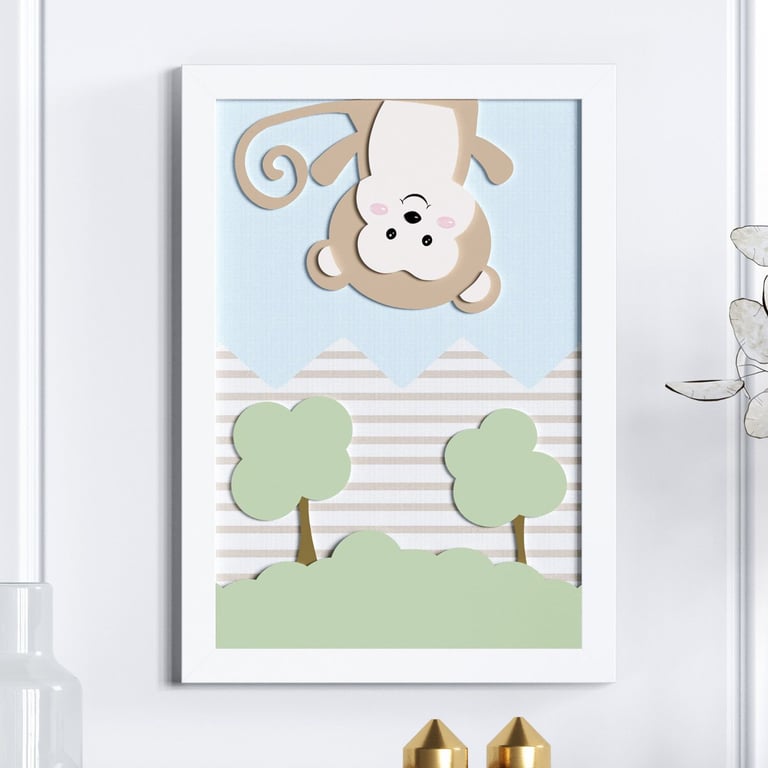 Quadro MDF Amiguinho Macaco 36cm