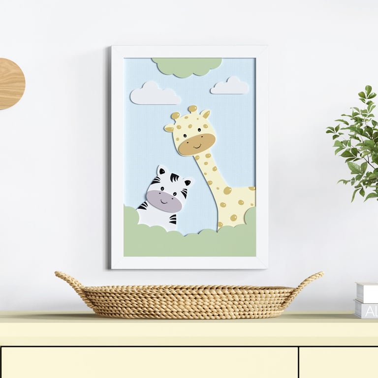 Quadro MDF Amiguinhas Zebra e Girafa 36cm — vista alternativa