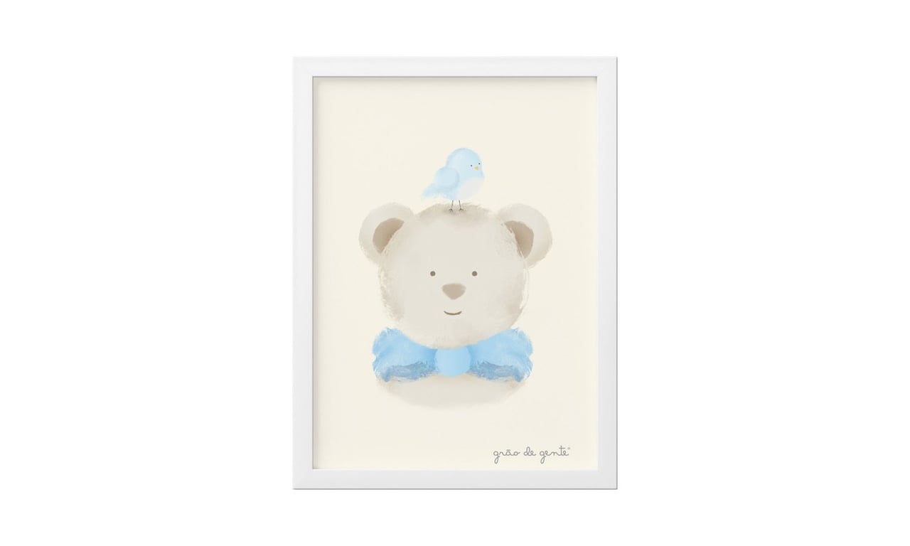 Quadro Ursinho e Passarinho 25cm