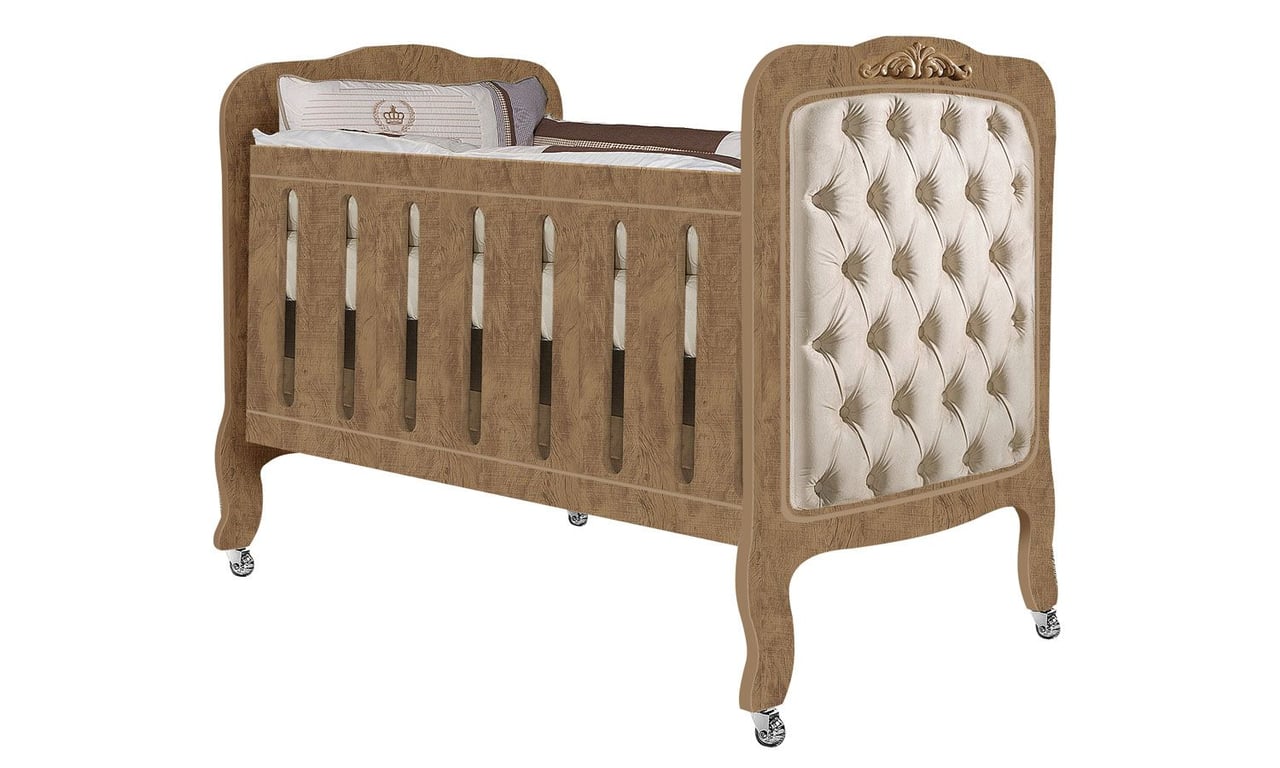 Berço 2 em 1 New Provence Imperial Amêndoa Com Capitonê Bege — vista alternativa