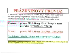 Prázdninový provoz 2026 | Obrázek
