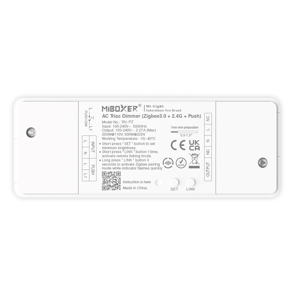 500W AC Triac Dimmer (Zigbee 3.0 +2.4GHz + Push)