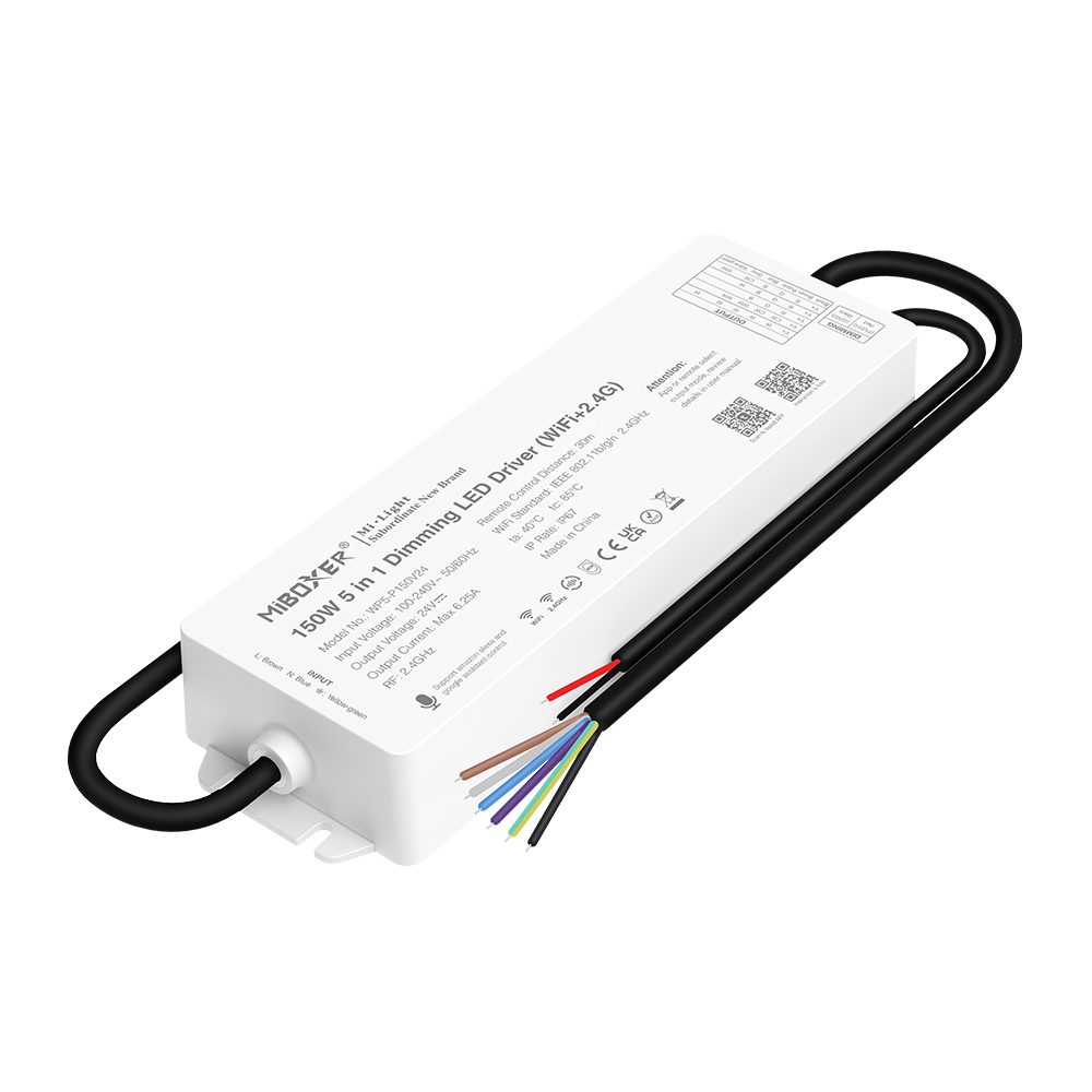 Zasilacz z wbudowanym kontrolerem 5w1 LED WiFi 24VDC 150W IP67