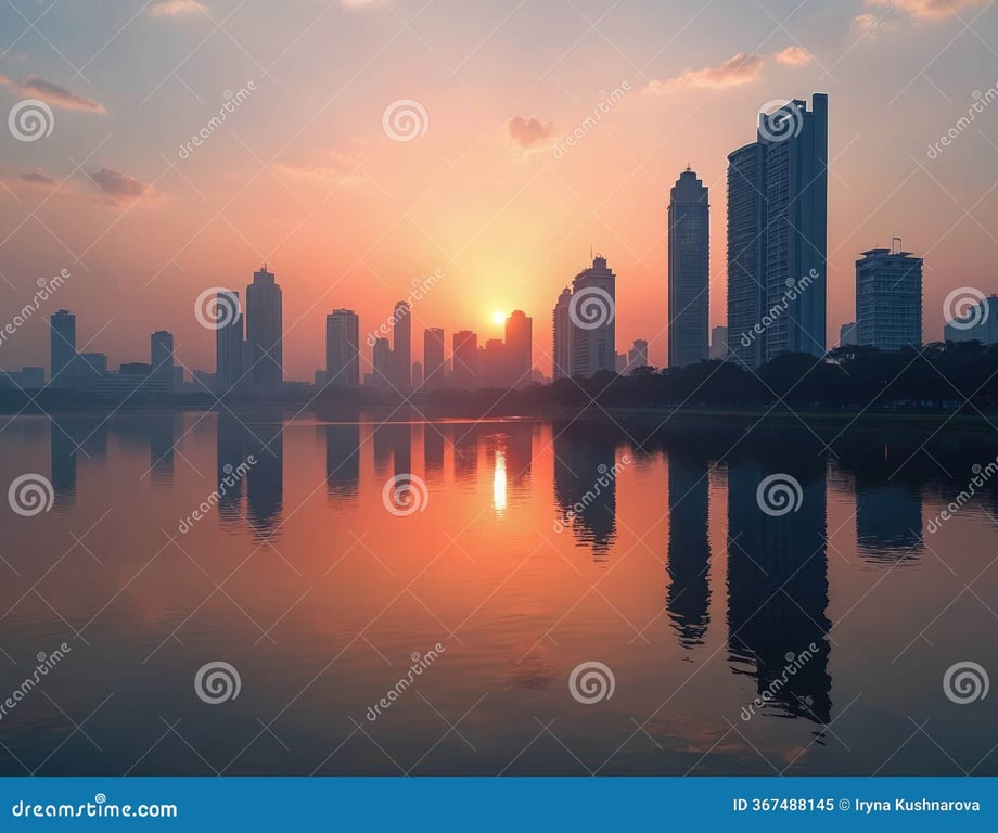Cuiabá MT ao entardecer, vista aérea com rio e ponte