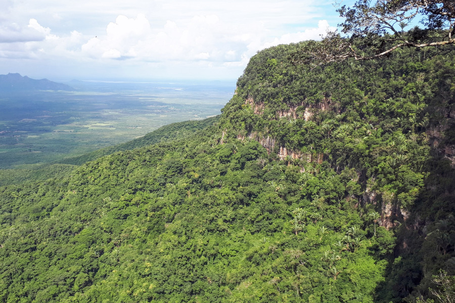 Serra da Ibiapaba ao entardecer, com paredões e vegetação verdejante