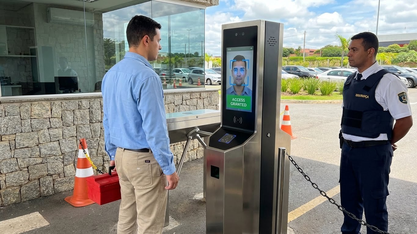 Ilustração da função de vigia em prédio público