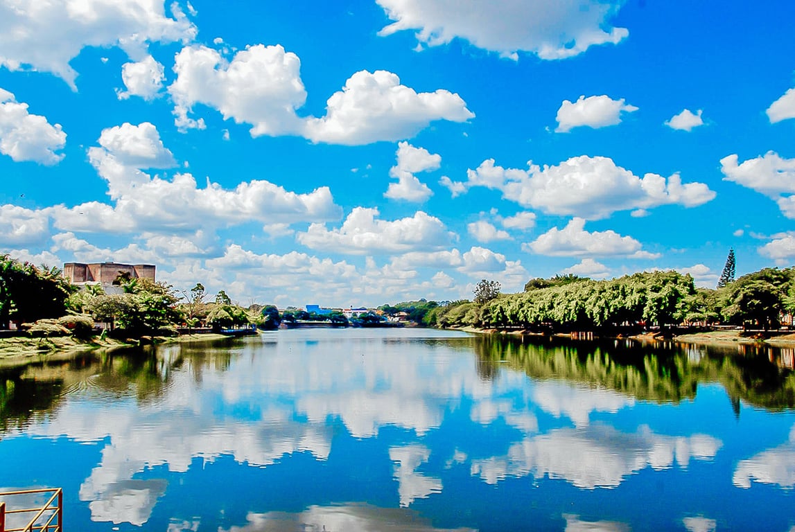 Vista aérea do Lago Azul em Rio Claro (SP)