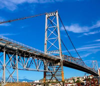 Horizonte de Florianópolis com a Ponte Hercílio Luz em destaque