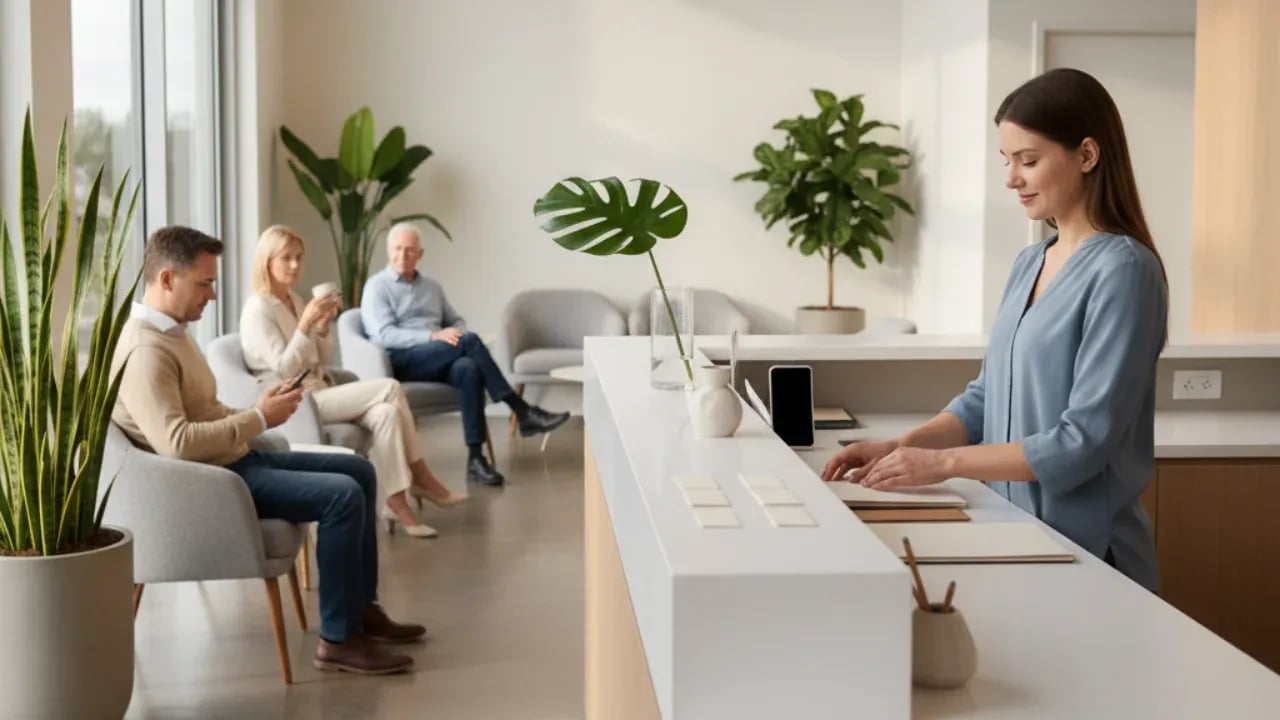 Atendimento em consultório médico moderno, reforçando a área de saúde