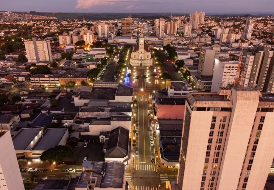 Vista aérea do centro de Mundo Novo MS