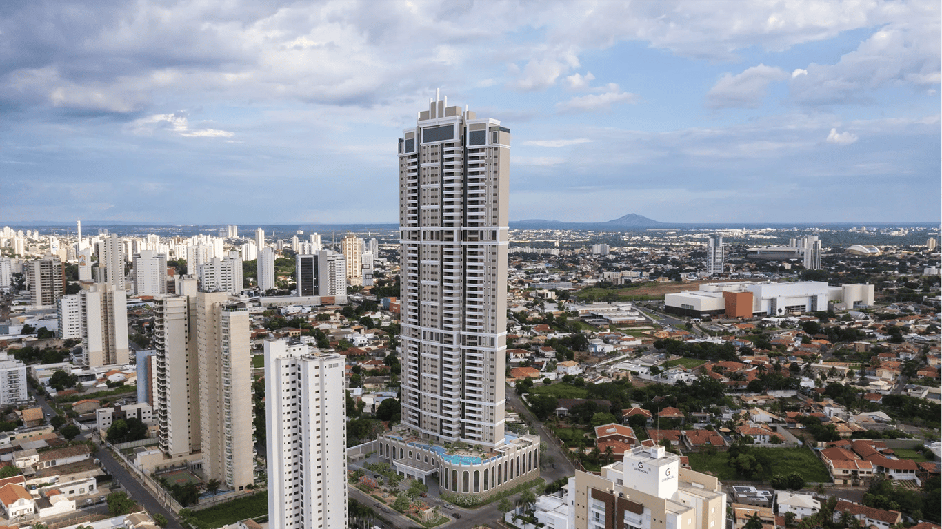 Vista aérea de Cuiabá ao entardecer