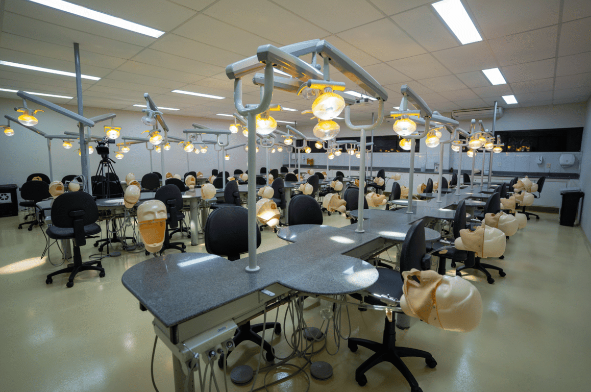 Ambiente de ensino em clínica odontológica universitária