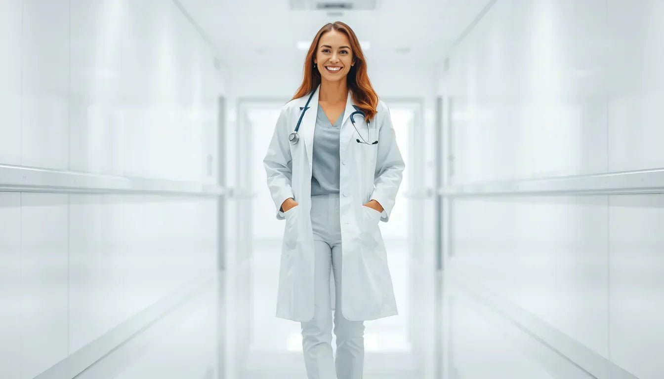 Profissional de Medicina em corredor de hospital universitário
