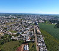 Vista aérea de Campos Novos e dos campos do entorno.