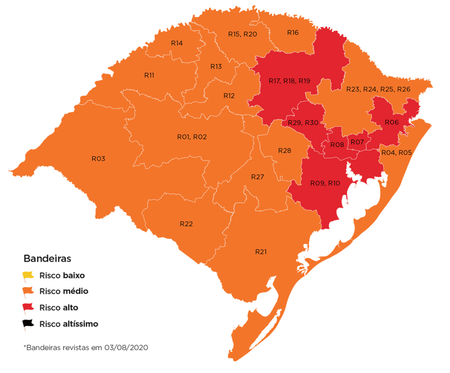 Mapa de regiões do Rio Grande do Sul, com destaque contextual para o Noroeste gaúcho