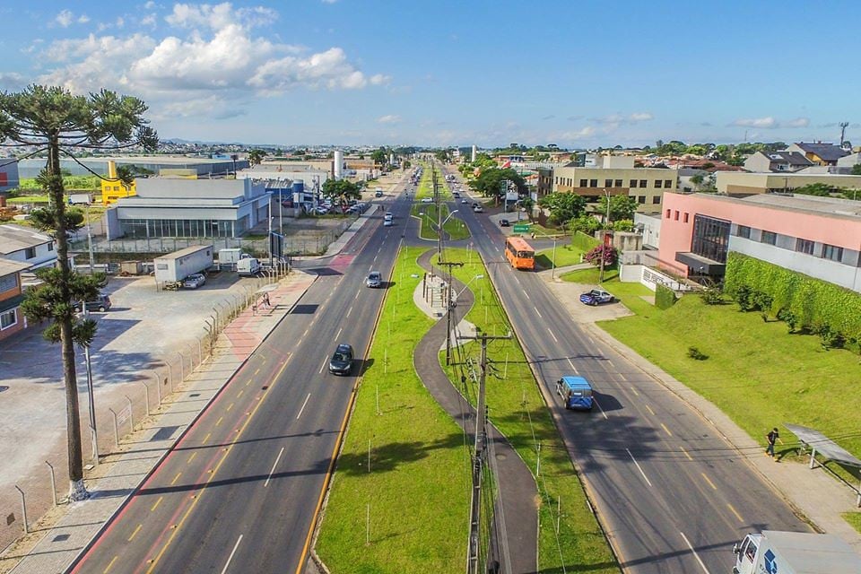 Vista aérea de Pinhais, na Região Metropolitana de Curitiba