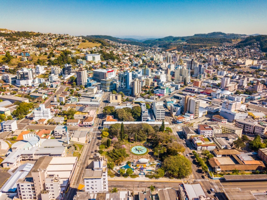Vista aérea de Concórdia SC, no Oeste de Santa Catarina