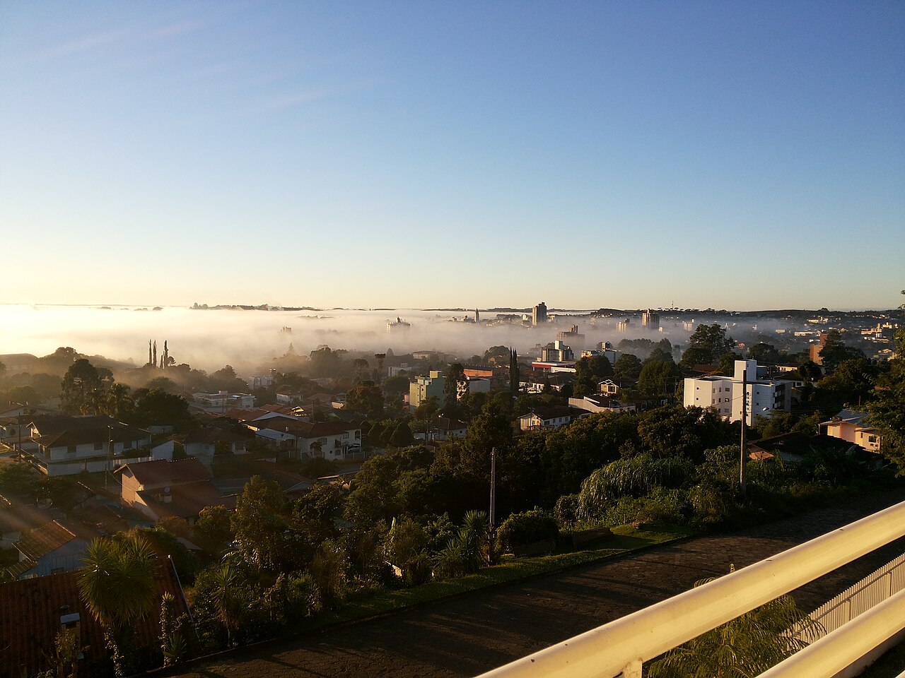Vista aérea de Canoinhas SC ao entardecer