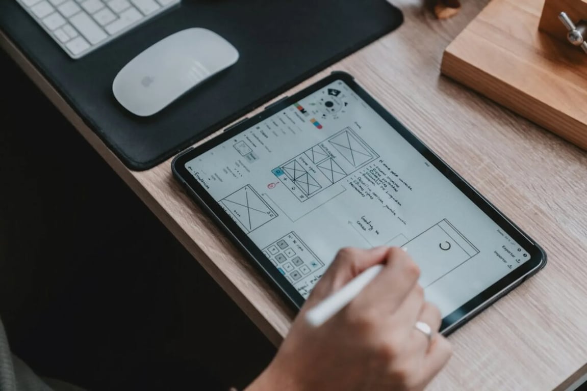 Ambiente de trabalho criativo de tecnologia/UX