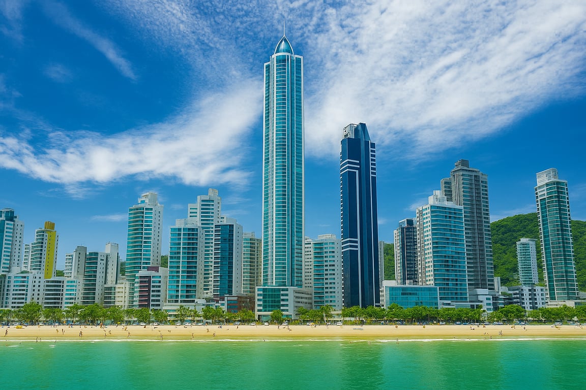 Skyline de Balneário Camboriú ao pôr do sol