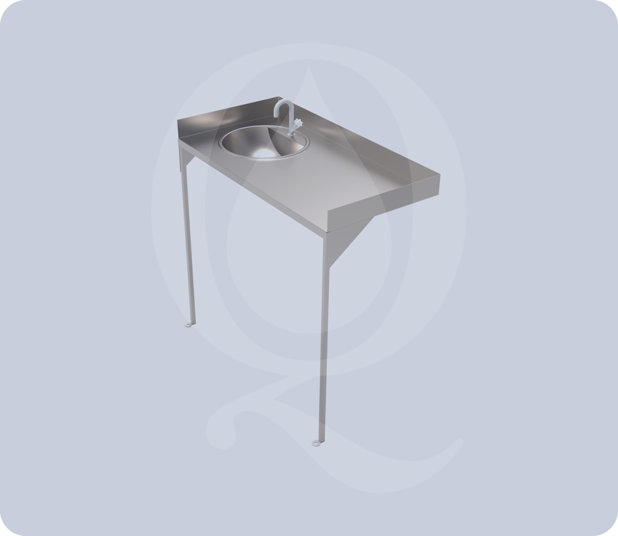 Laboratório de processamento de alimentos com bancada em aço inox, ambiente educacional técnico