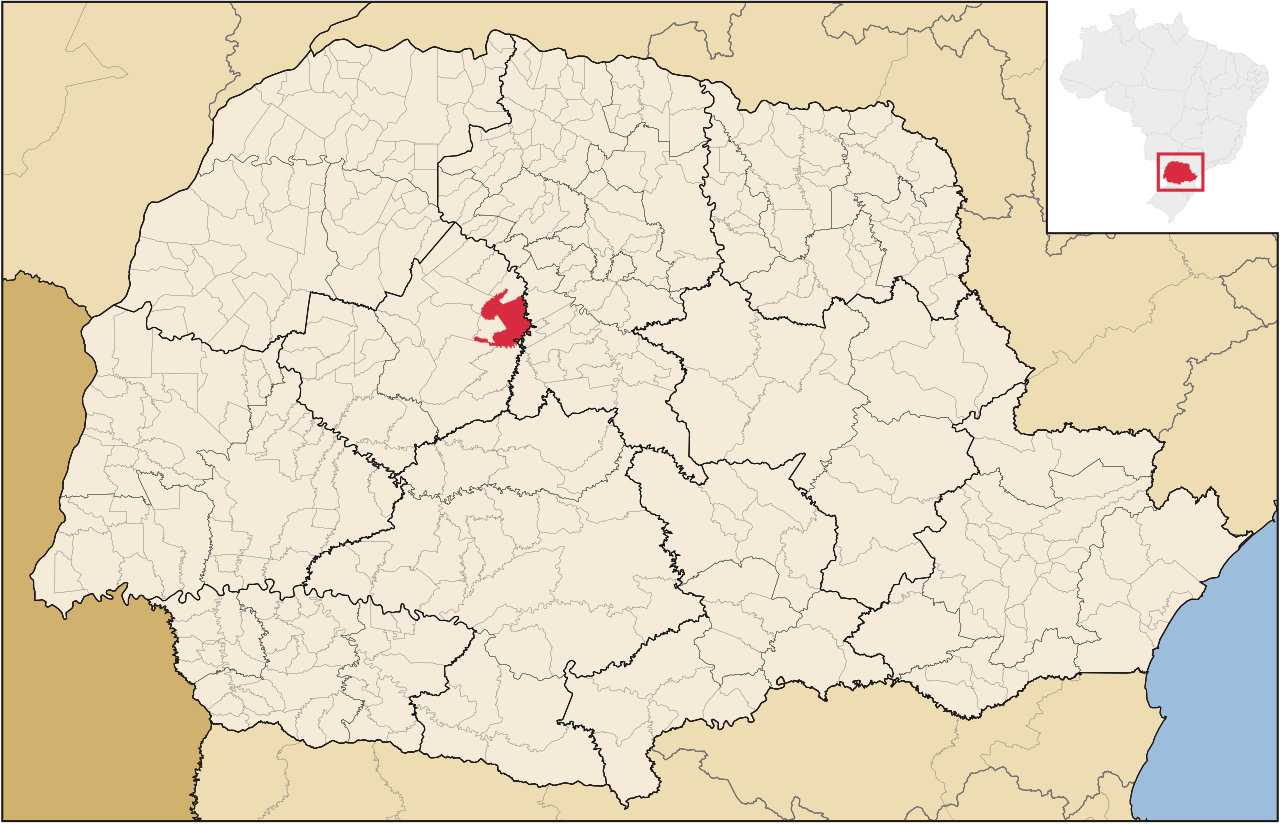 Mapa do Paraná com destaque para Barbosa Ferraz