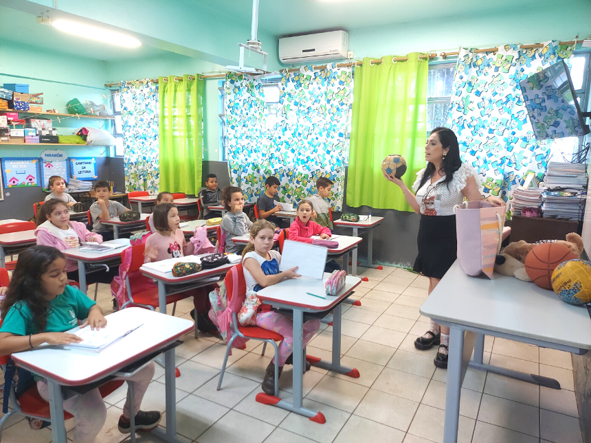 Sala de aula em escola municipal do RS