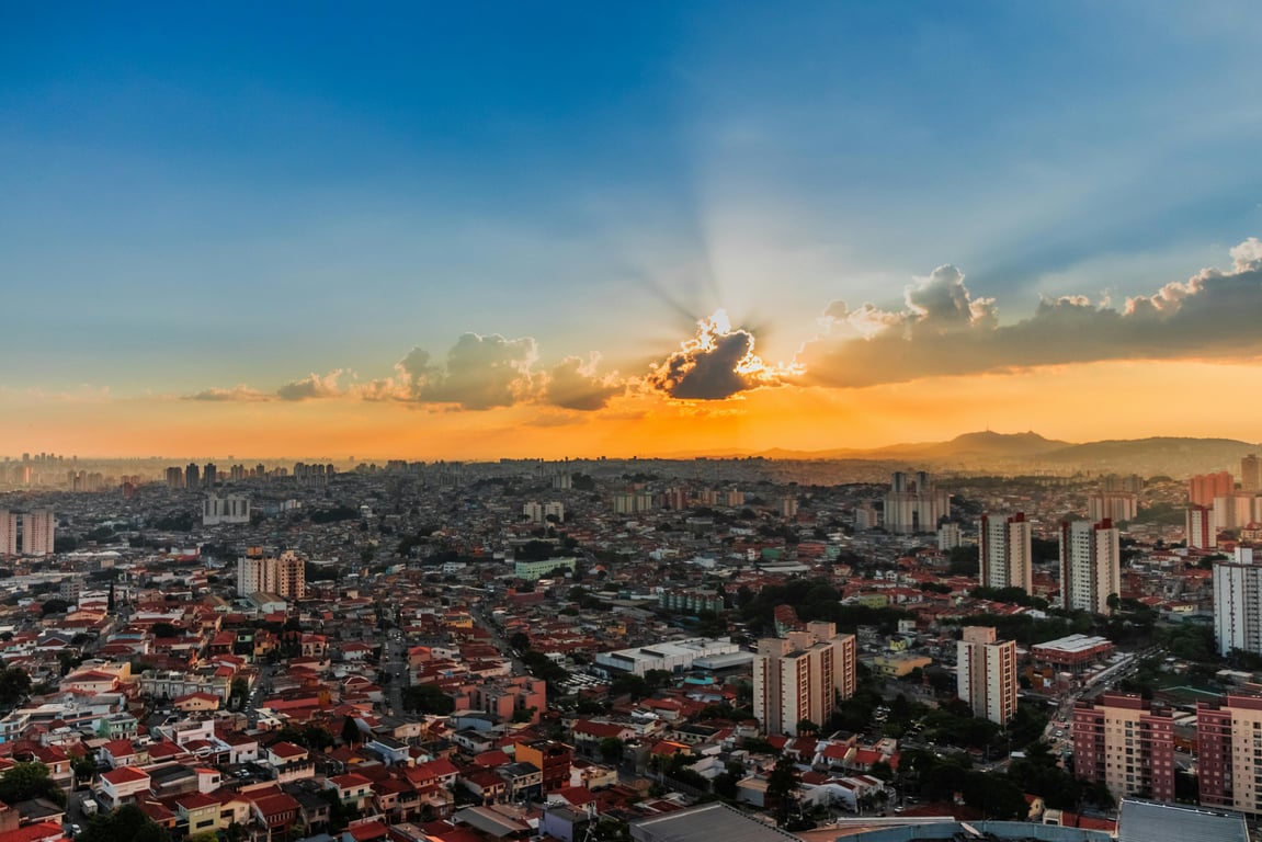 Panorama urbano de Marília SP ao entardecer
