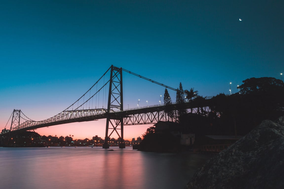 Ponte Hercílio Luz ao pôr do sol