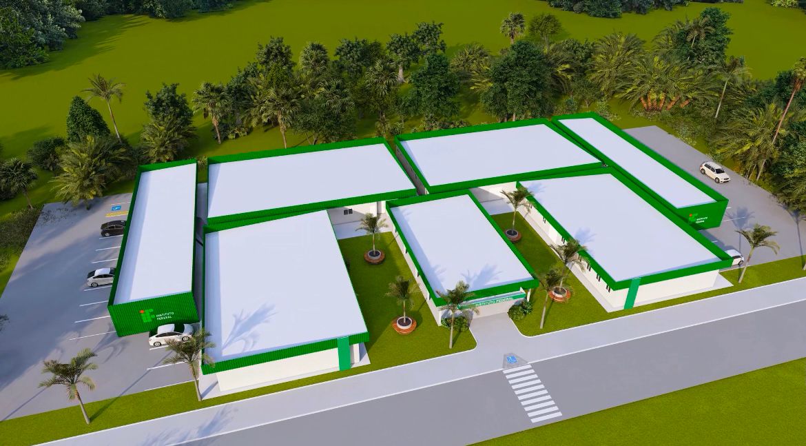 Imagem ilustrativa de campus do Instituto Federal do Acre (IFAC), com prédios e áreas verdes