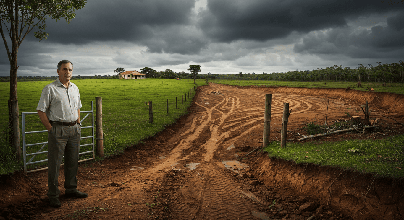 Estrada rural no Norte do RS, representando o contexto de obras e manutenção de vias vicinais em municípios do interior