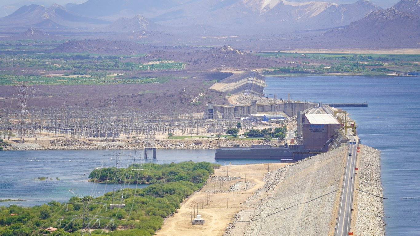 Reservatório da Usina Hidrelétrica de Três Marias visto do alto