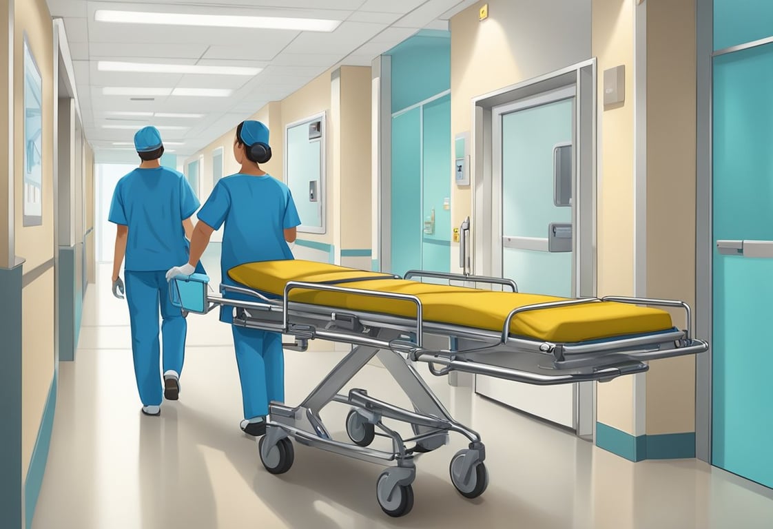 Corredor hospitalar ilustrativo