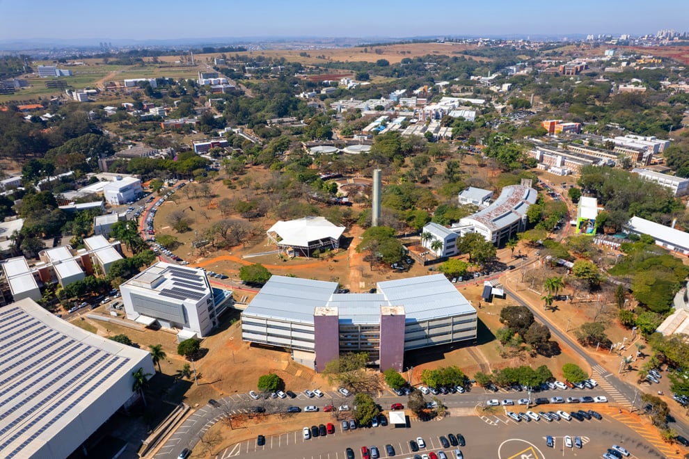 Vista aérea do campus da Unicamp em Barão Geraldo, Campinas