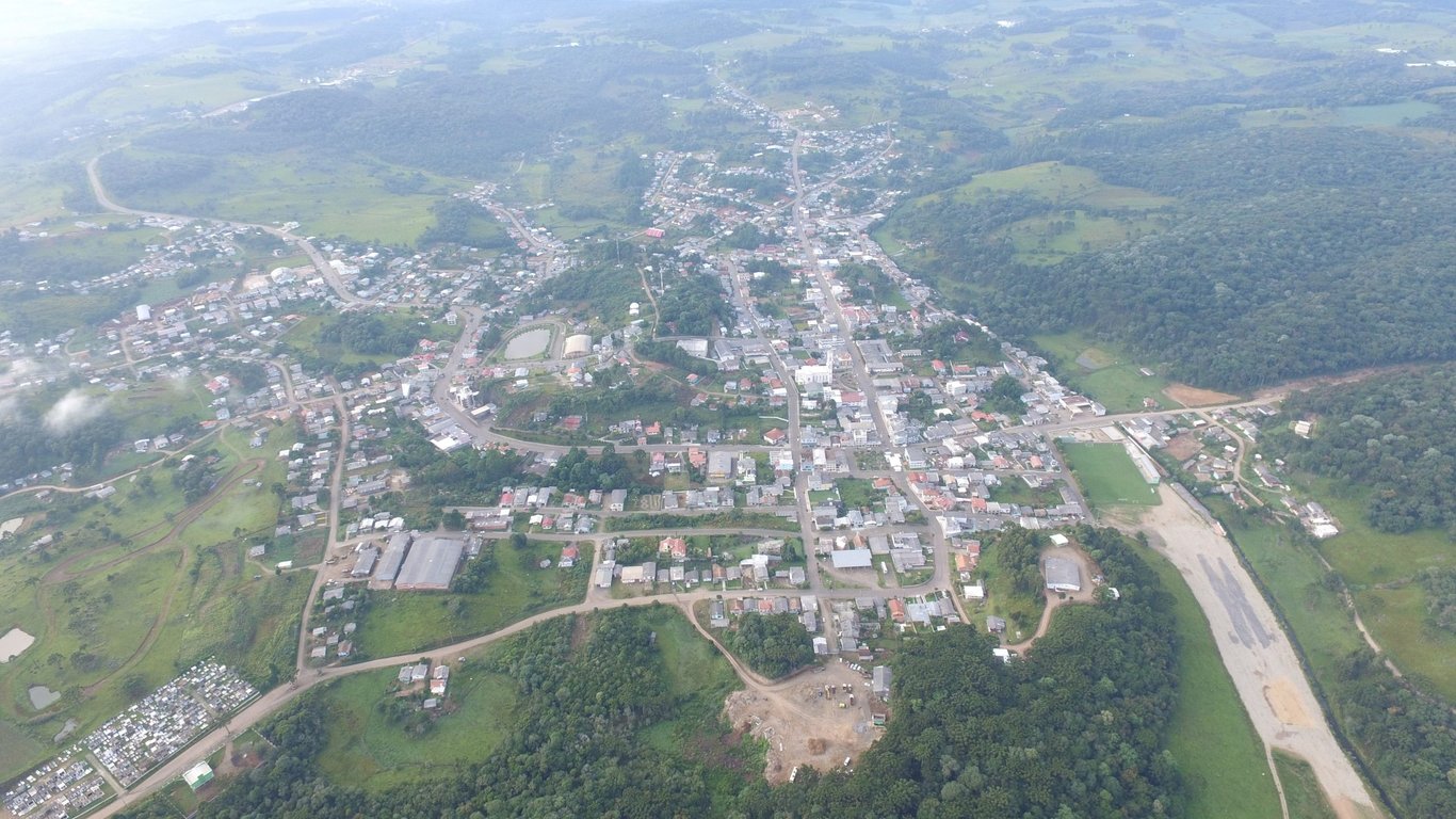Vista aérea de Anita Garibaldi SC, na Serra Catarinense