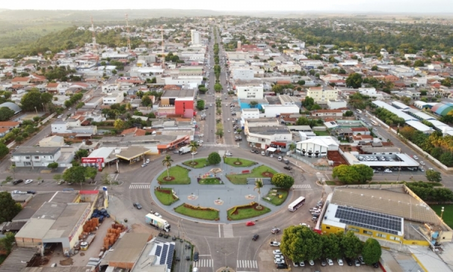 Vista aérea de Jaciara MT, no Vale do São Lourenço