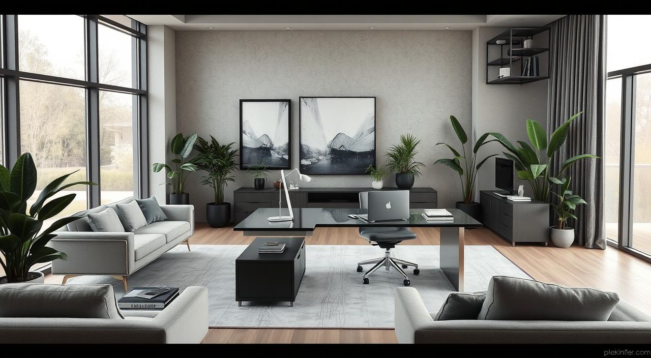 Ambiente de trabalho de tecnologia, com pessoas em computadores em escritório moderno