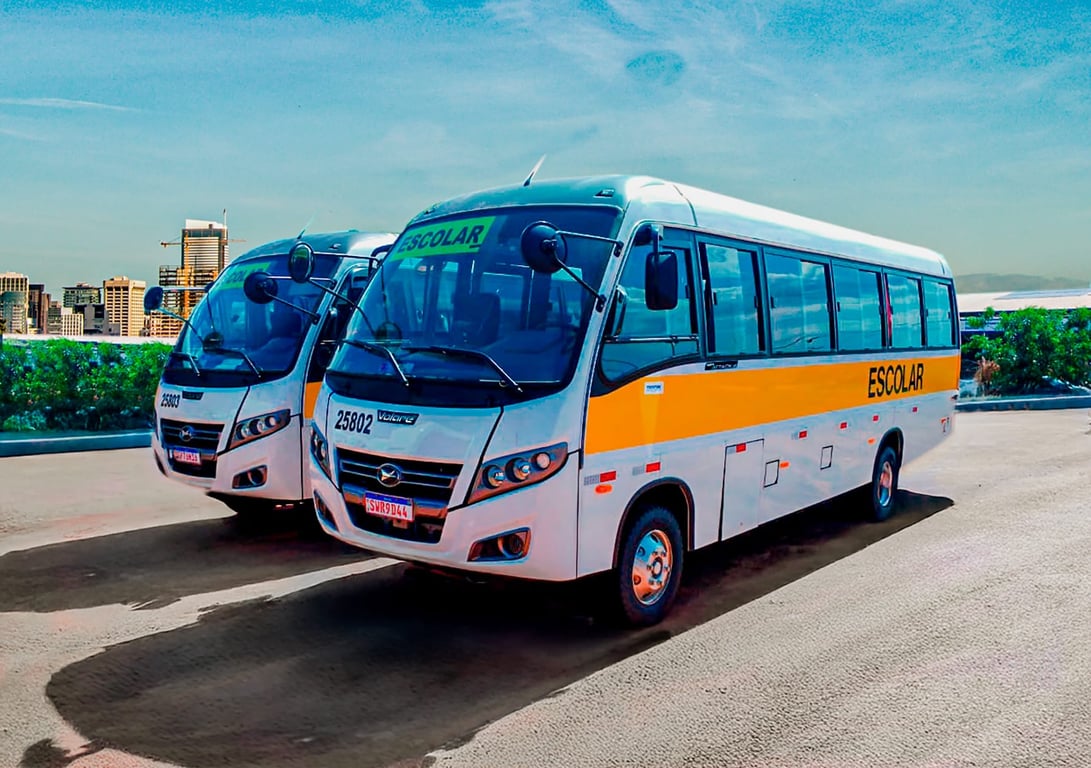 Cenário simbólico de transporte escolar no Brasil