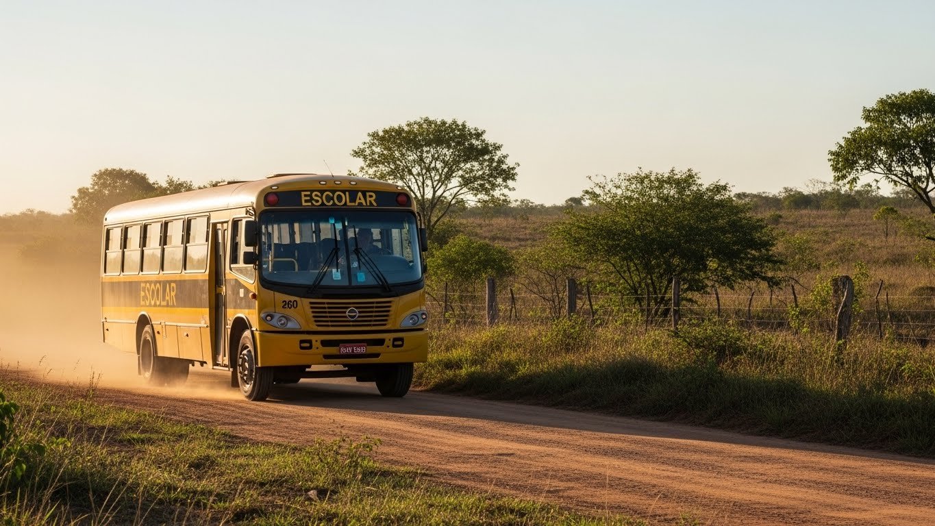 Transporte escolar em área rural do Centro-Oeste