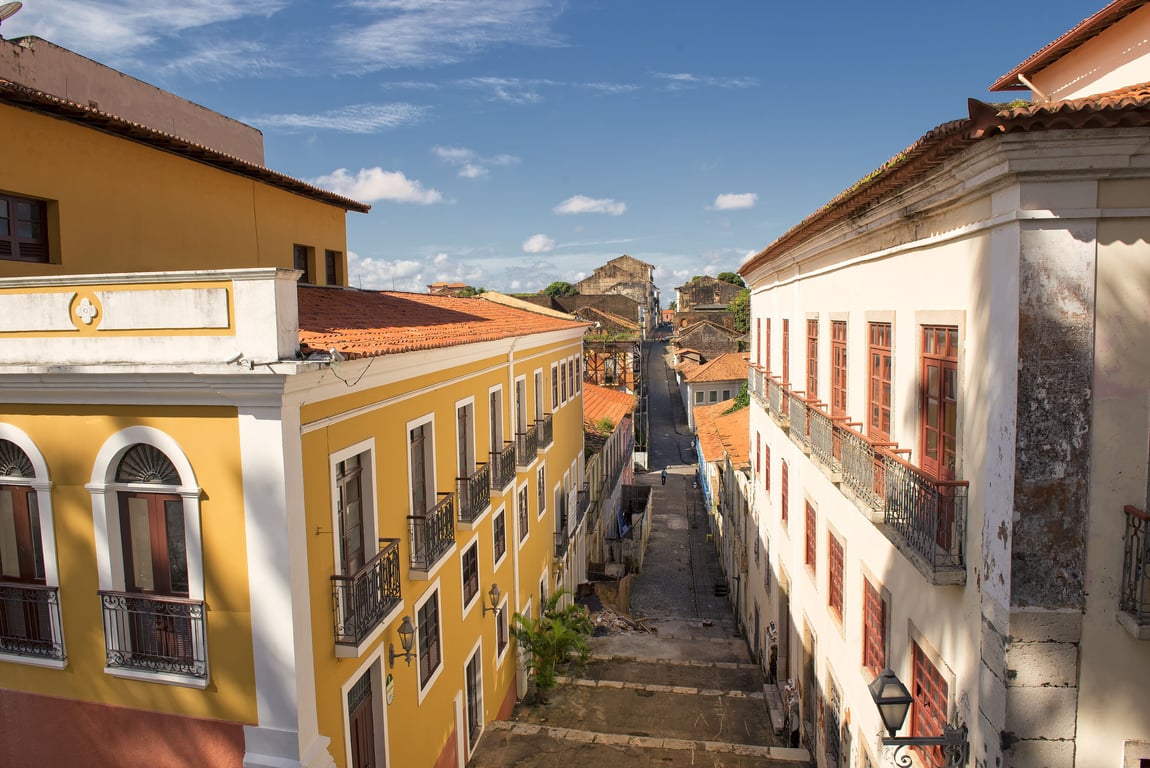 Centro histórico de São Luís ao entardecer