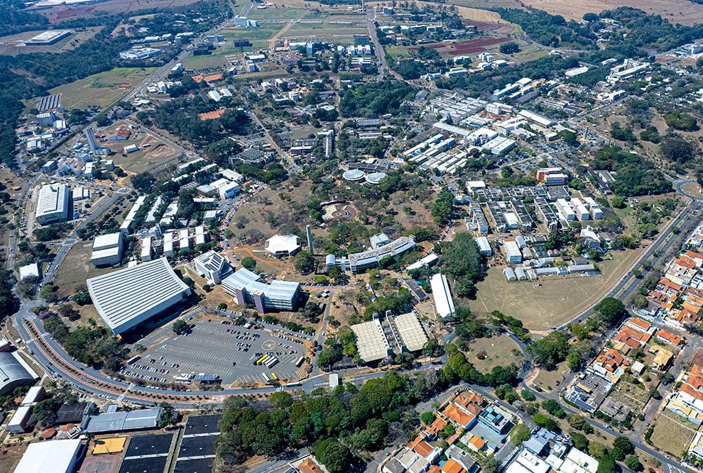 Vista aérea do campus da Unicamp em Barão Geraldo, Campinas SP