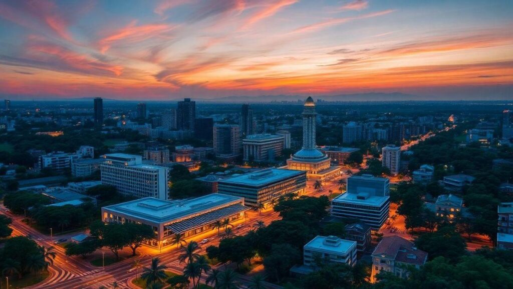 Skyline de Ribeirão Preto ao entardecer