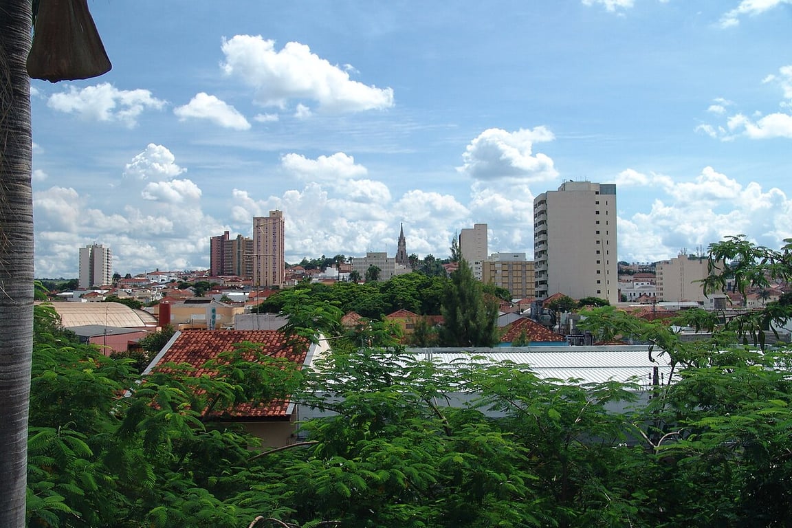 Vista aérea de Rio Claro SP com áreas urbanas e mosaico de vegetação