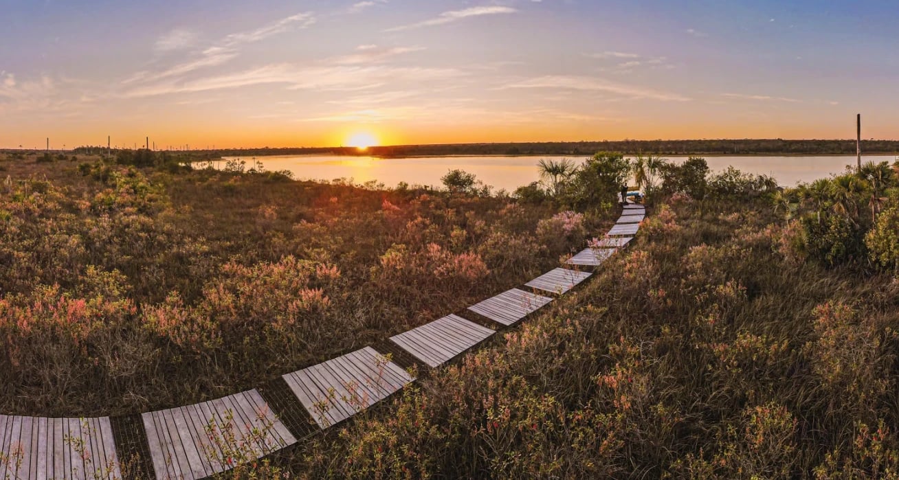 Rio e cerrado no Oeste da Bahia ao entardecer