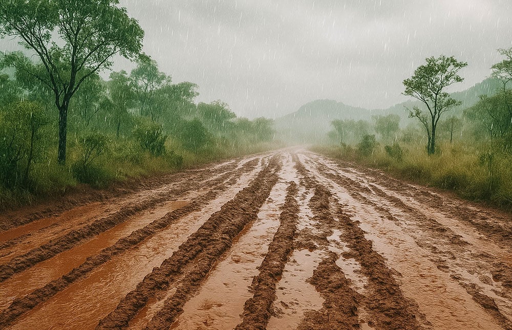 Estrada de terra no interior de Mato Grosso; imagem ilustrativa do município de Novo São Joaquim