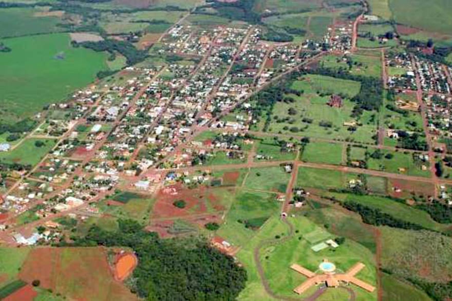 Vista aérea de Guarani das Missões RS, com áreas verdes e o traçado urbano da cidade