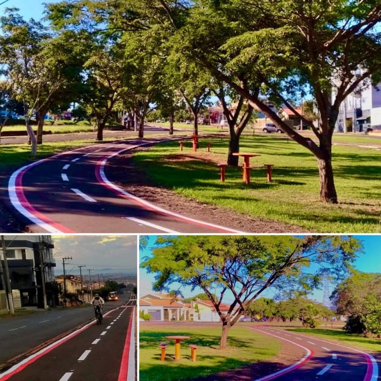 Ciclovia e área verde em Ourinhos, SP