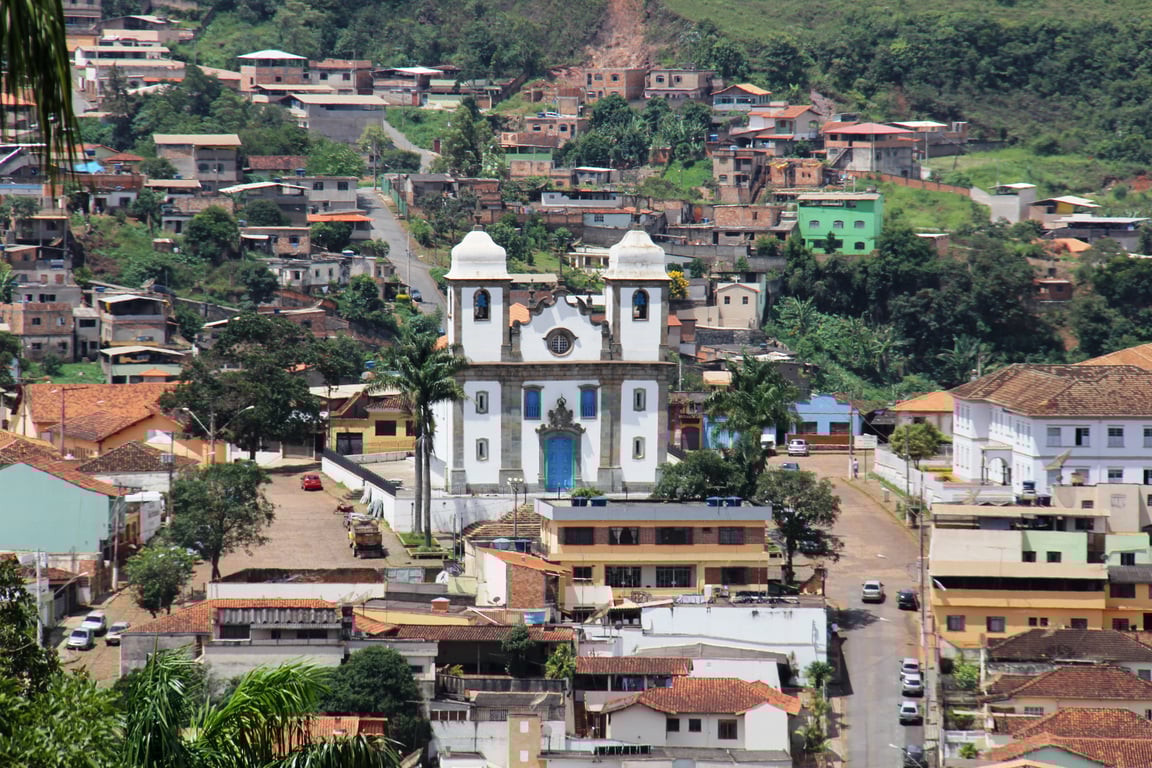 Vista panorâmica de Inconfidentes MG, com igreja ao fundo e casario típico do Sul de Minas