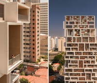 Skyline de São Paulo ao entardecer, tons quentes e composição horizontal